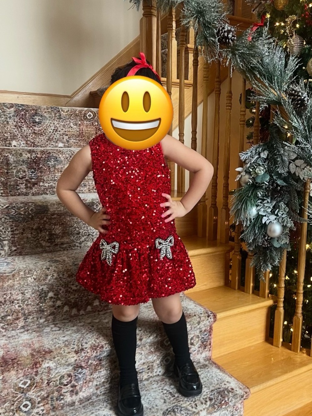 Lola + The Boys Red Sequin Bow-Accent Formal Dress
